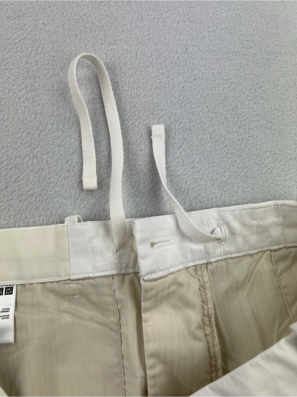 UNIQLO Mens Stretch Slim Fit White Chino Shorts 9” Inseam Drawstrings Size L - Picture 4 of 9